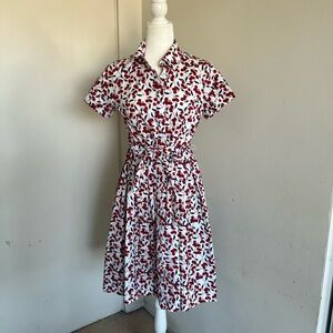 Donna Morgan Red and White Cherry Midi Dress